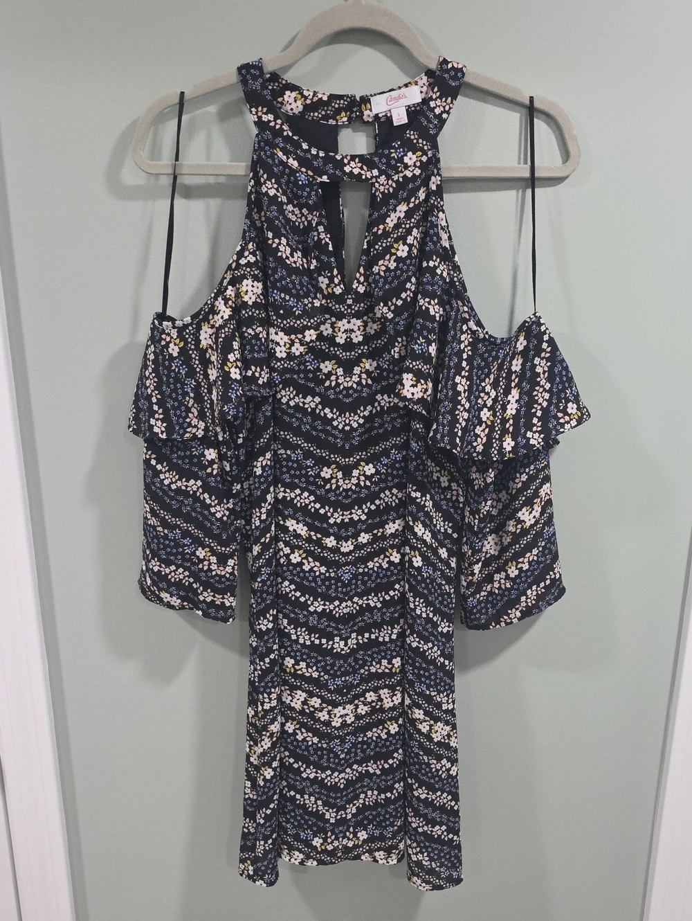 Candie's Floral Cold-Shoulder Midi Dress